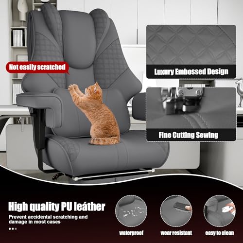 Big and Tall Ergonomic Reclining Office Chair with Footrest – 400 lb Capacity