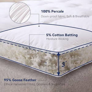 3-Inch Goose Feather Mattress Topper with Cotton Cover