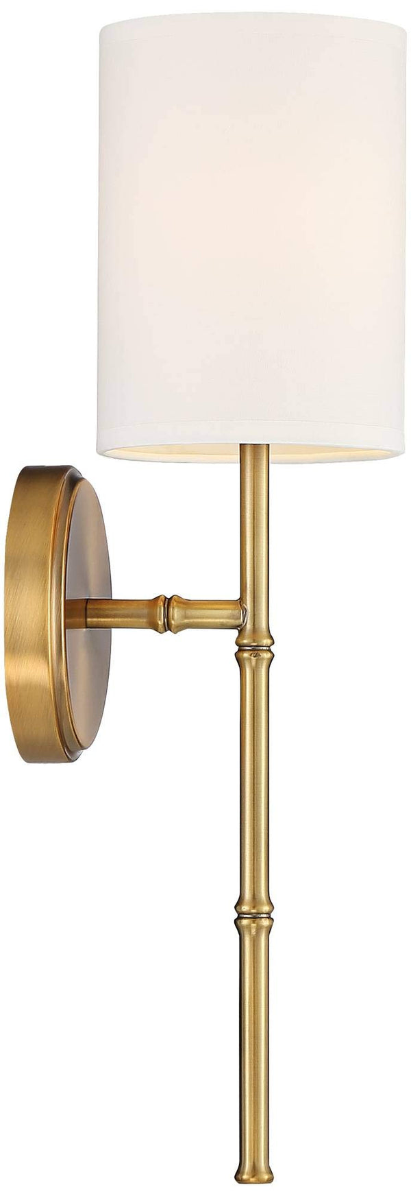 Gold Hardwired Wall Sconce with White Fabric Shade