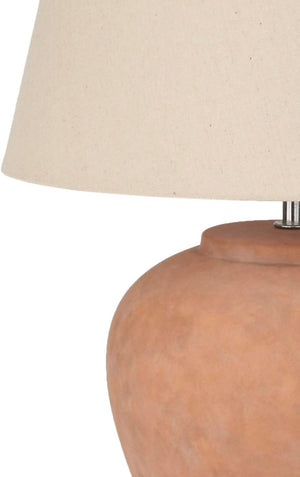 Rustic Terracotta Ceramic Table Lamp with Fabric Shade