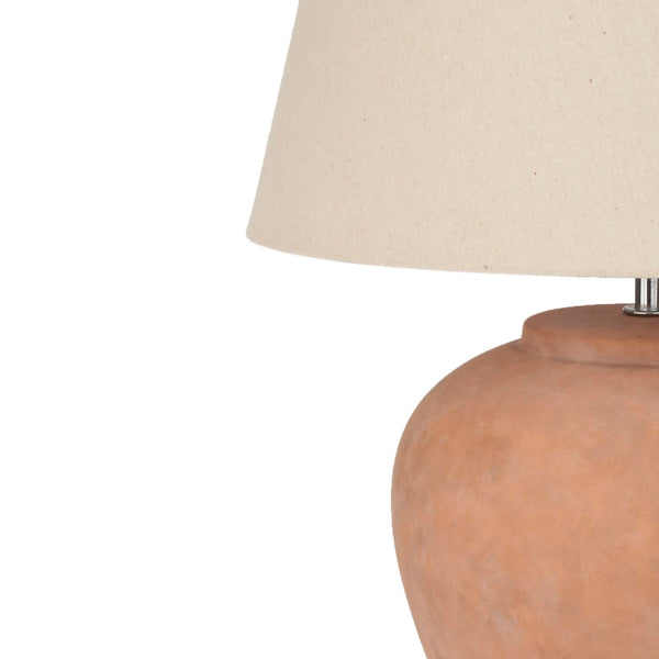 Rustic Terracotta Ceramic Table Lamp with Fabric Shade