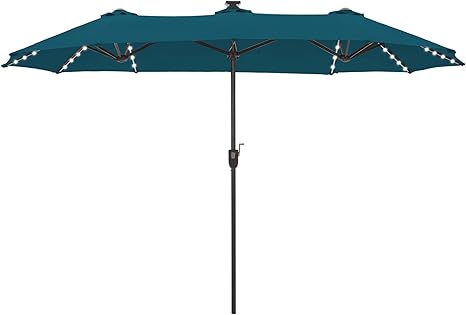 13 ft Double-Sided Patio Umbrella with 120 LED Solar Lights