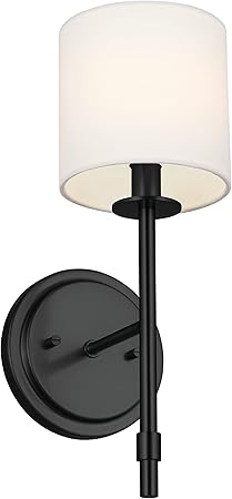 Modern Metal Vanity Wall Sconce with Fabric Shade