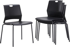 Stackable Chairs Set of 4 with Metal Frame