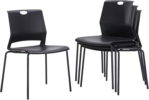 Stackable Chairs Set of 4 with Metal Frame