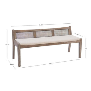 Transitional Wood Bench with Woven Cane Back