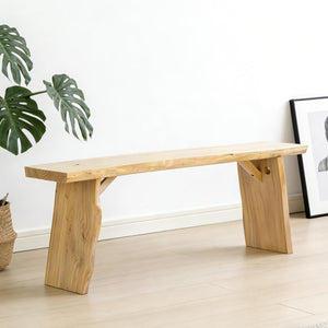 Live Edge Solid Elm Wood Bench