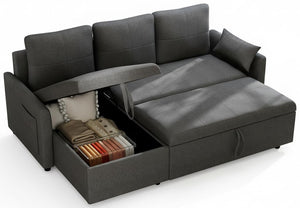 L-Shaped Sleeper Sofa Bed with Storage