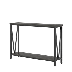 Narrow Console Table with 2-Tier Shelves | Industrial Entryway & Sofa Table