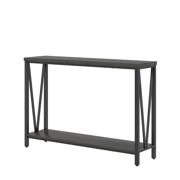 Narrow Console Table with 2-Tier Shelves | Industrial Entryway & Sofa Table