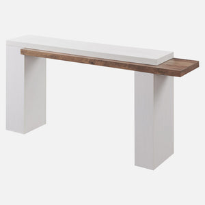 63-Inch Two-Tier Console Table with Geometric Design