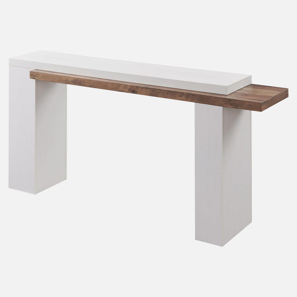 63-Inch Two-Tier Console Table with Geometric Design