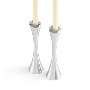 Spiral Candlestick Holders Set of 2 – Polished Metal Taper Candle Holders