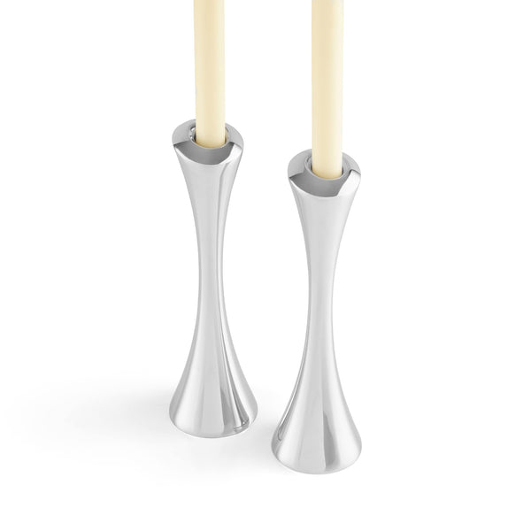 Spiral Candlestick Holders Set of 2 – Polished Metal Taper Candle Holders
