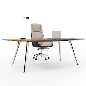 60-Inch Executive Desk with Built-In Power Outlet & Chrome Legs