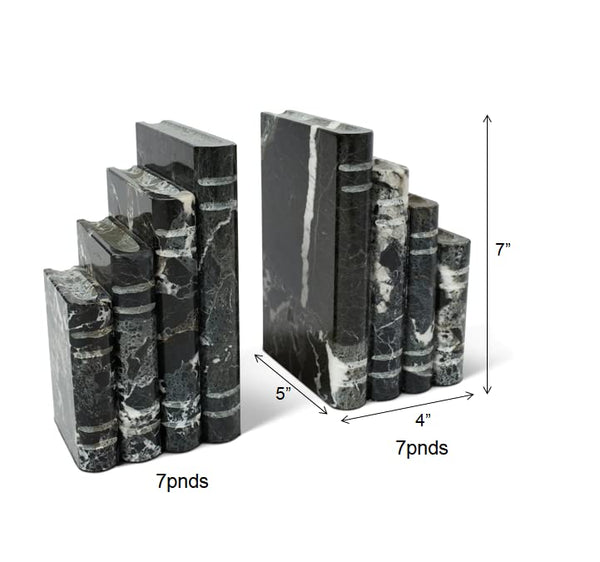Solid Marble Bookends Set of 2 – Heavy Decorative Book Stoppers