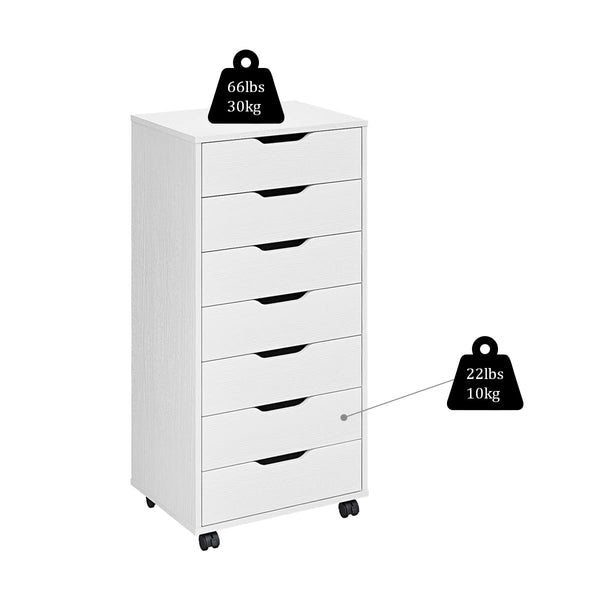 7-Drawer Mobile File Cabinet with Wheels