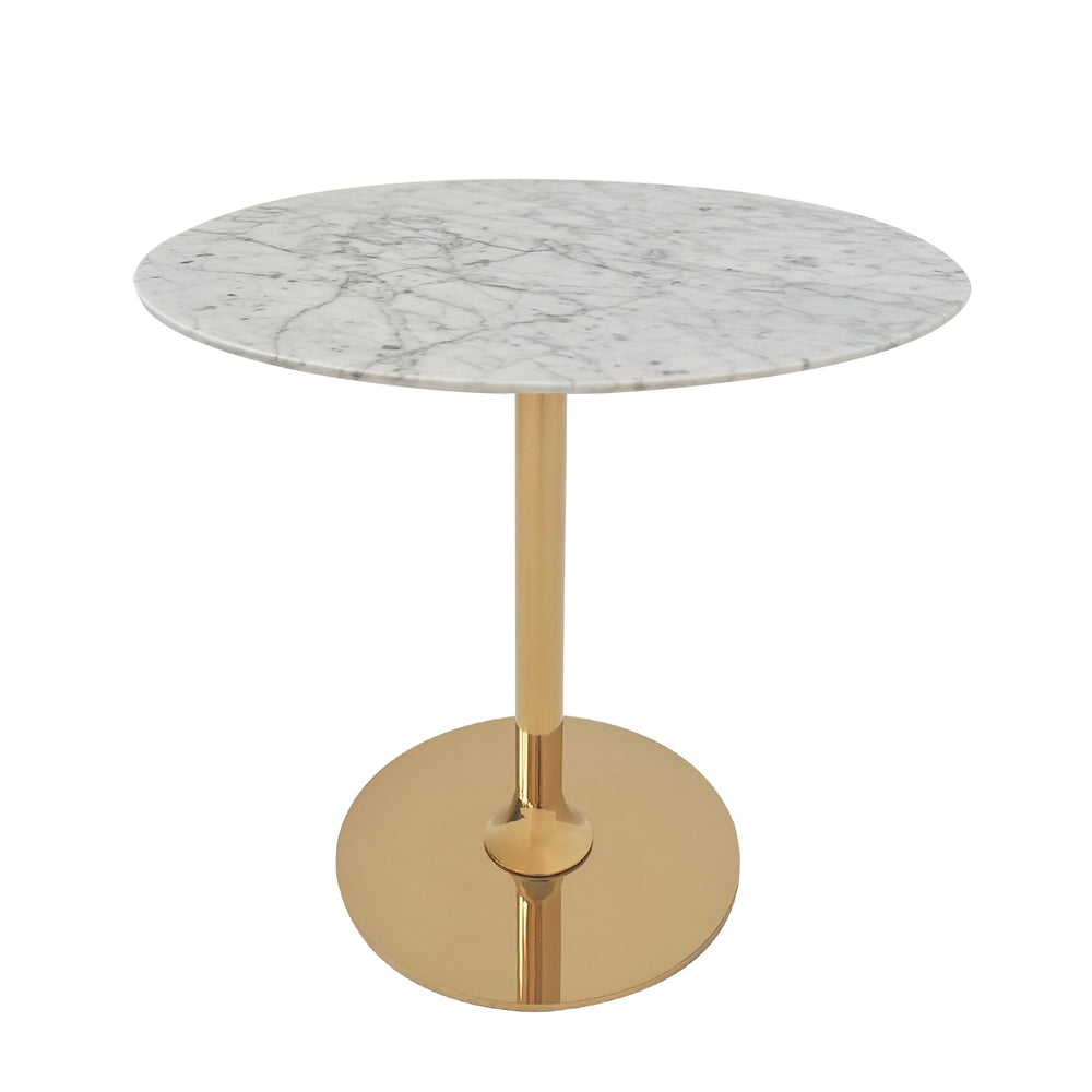 Marble Round End Table with Gold Metal Frame