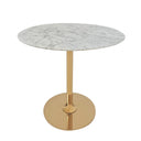 Marble Round End Table with Gold Metal Frame