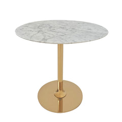 Marble Round End Table with Gold Metal Frame