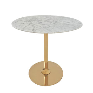 Marble Round End Table with Gold Metal Frame