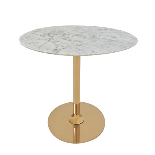 Marble Round End Table with Gold Metal Frame