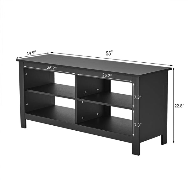 Modern TV Stand with 4 Open Shelves for TVs up to 65 Inches