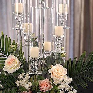 33-Inch Clear 7-Arm Glass Candelabra Candle Holder