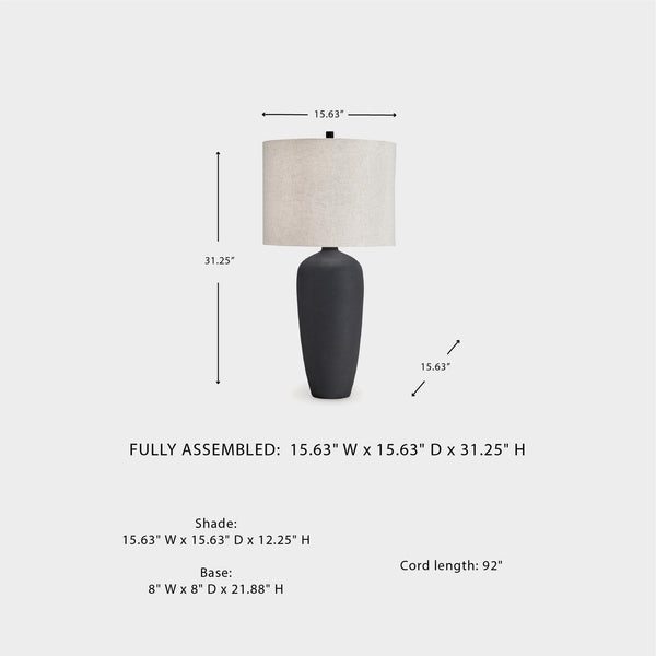 Modern Black Table Lamp with 3-Way Switch