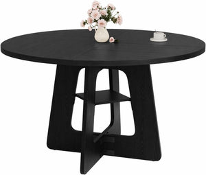 Round Dining Table 47 Inch with Under-Table Storage