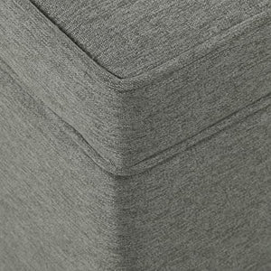 Grey Storage Ottoman with Hinged Lid & Wood Legs