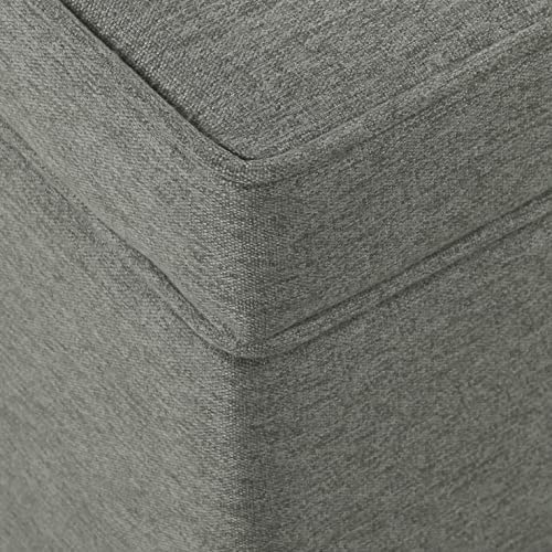Grey Storage Ottoman with Hinged Lid & Wood Legs