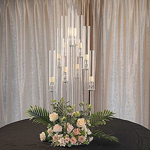 33-Inch Clear 7-Arm Glass Candelabra Candle Holder