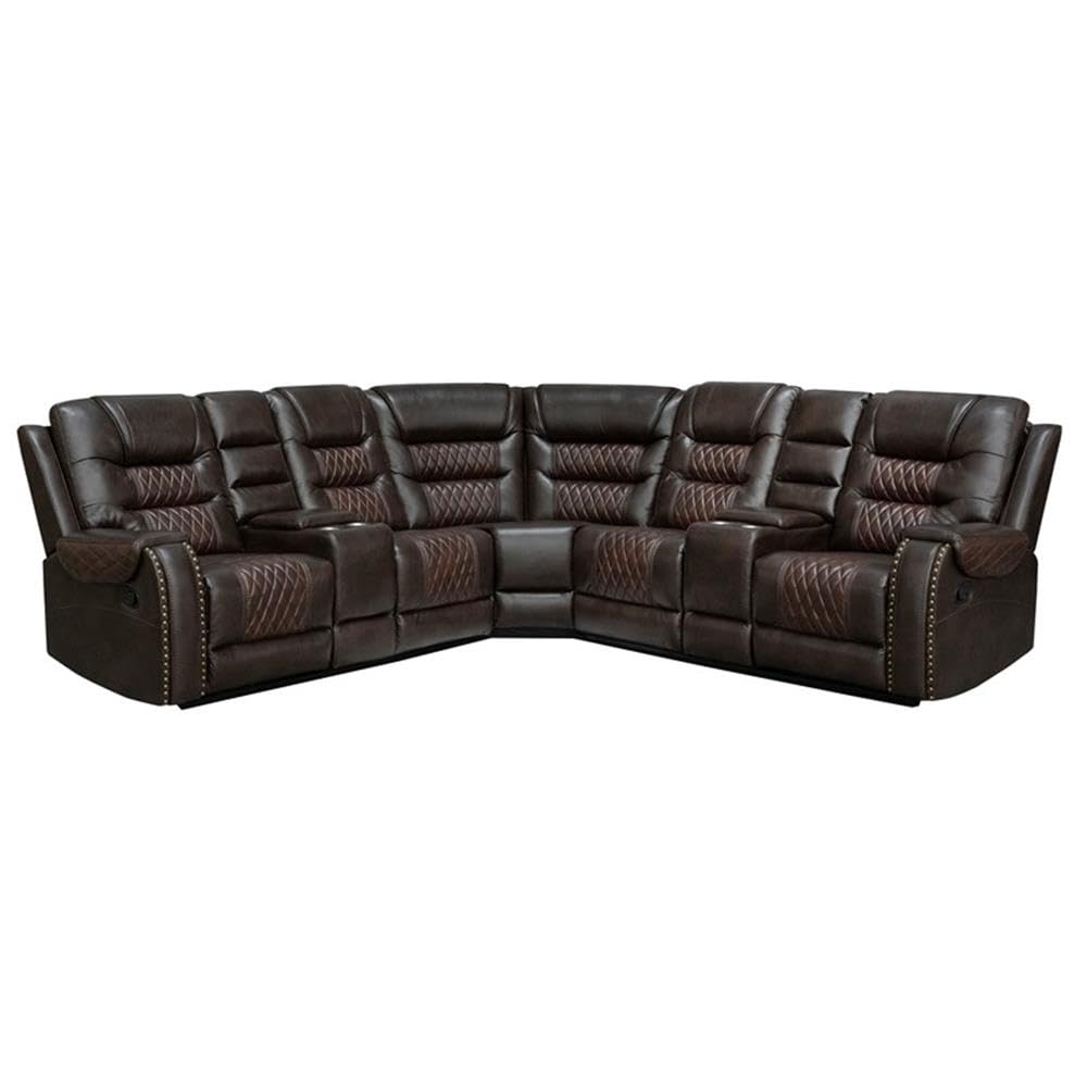 L-Shaped Manual Recliner Sectional Sofa with Chaise Lounge