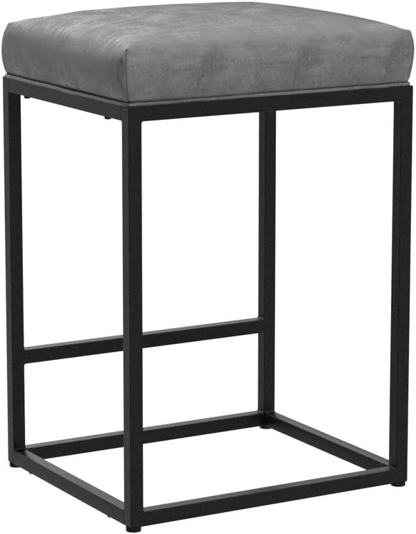 Counter Height Bar Stools with Faux Leather Cushion & Footrest