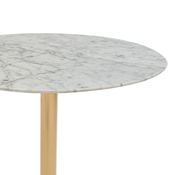 Marble Round End Table with Gold Metal Frame