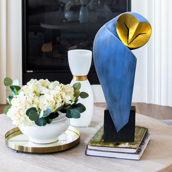 Resin Owl Sculpture – 15-Inch Handmade Home Decor Statue