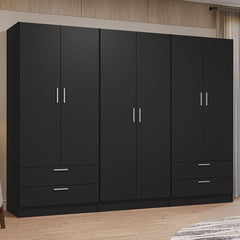6-Door 4-Drawer Wardrobe with Shelves & Hanging Space