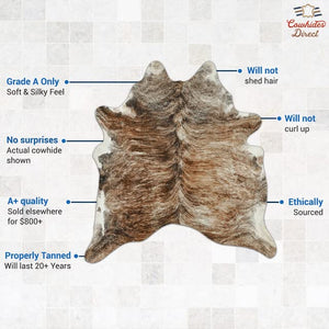 Tricolor Brazilian Cowhide Rug – XLarge Genuine Leather Area Rug