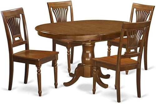 5-Piece Oval Dining Set with Butterfly Leaf & Wood Seat Chairs