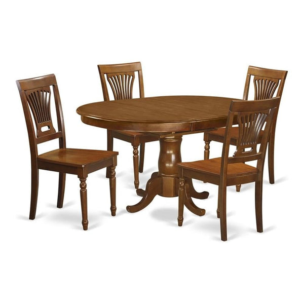 5-Piece Oval Dining Set with Butterfly Leaf & Wood Seat Chairs
