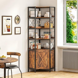 5-Tier Corner Bookshelf with Doors