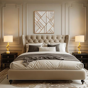 Gold Sculptural Table Lamp Set of 2 with USB Ports & Marble Base