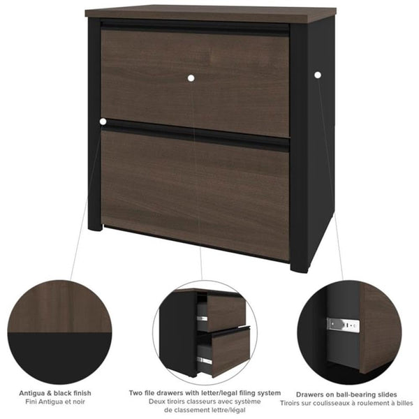 5-Piece L-Shaped Office Desk Set with Lateral Filing Cabinet