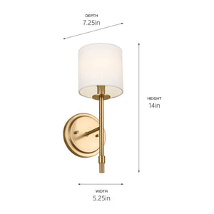 Modern Metal Vanity Wall Sconce with Fabric Shade