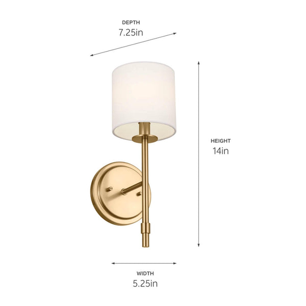 Modern Metal Vanity Wall Sconce with Fabric Shade