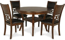 5-Piece Round Dining Set with Storage Shelf & Upholstered Chairs