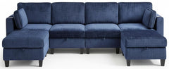 110" U-Shaped Modular Sectional Sofa with Storage & Charging