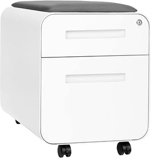 2-Drawer Mobile File Cabinet with Cushion Seat