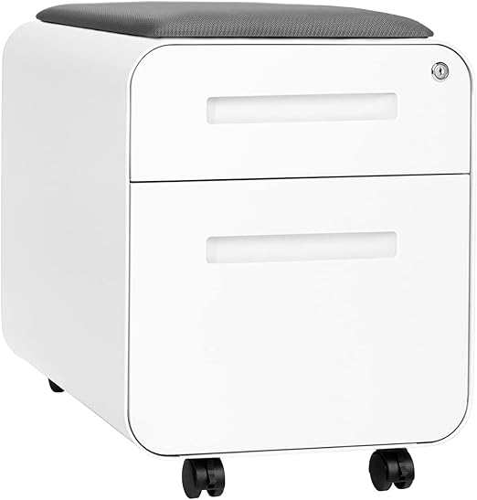 2-Drawer Mobile File Cabinet with Cushion Seat